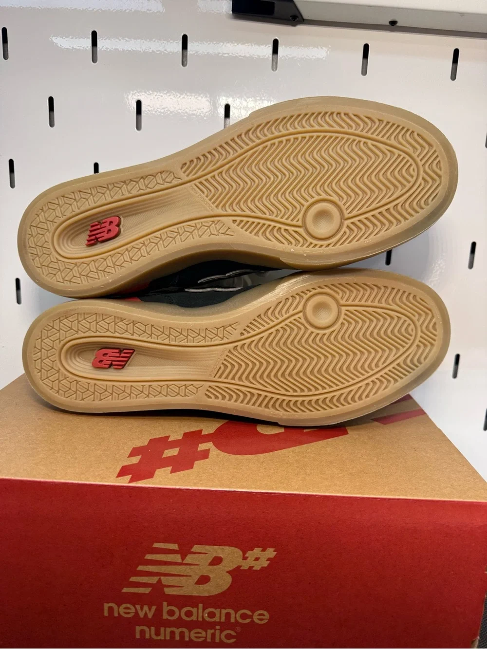New Balance Numeric 574 Black, White & Red with Gum Sole